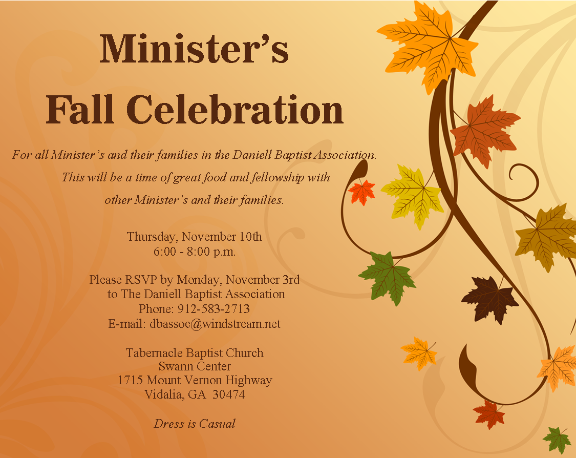 Minister’s Fall Celebration Minister’s Fall Celebration